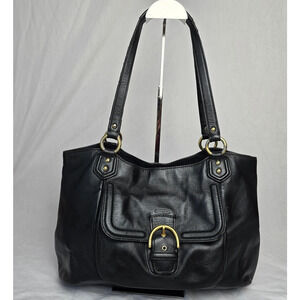 Coach F24961 Campbell Belle Black Leather Shoulder Carryall Bag